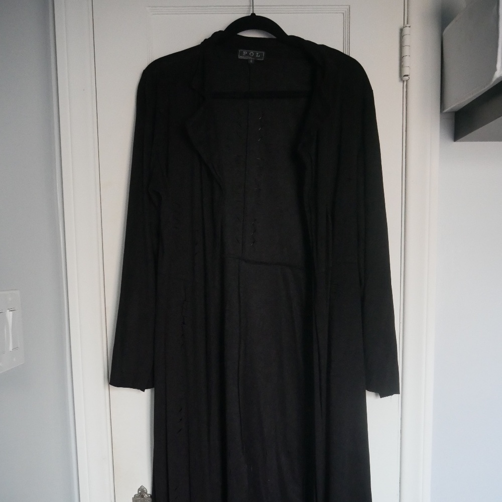 Long Black Southwestern Style Coat- POL